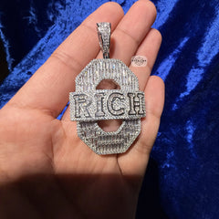 0 RICH Hip Hop Custom Pendant + Steel Rope Chain