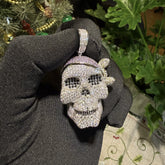 Skull Pirate 14K White Gold Plated Iced Pendant
