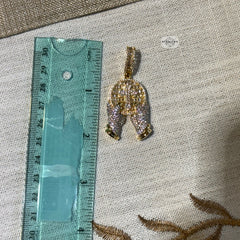 Praying Cross 14K Gold Plated Iced Pendant