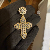 Pear Cut Cross Pendant 14k Gold Plated