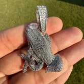 Praying Hands with Cross Iced Out Silver Tone Pendant