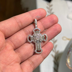 Moissanite Baguette Cross Pendant