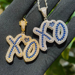 XO Iced Out Pendant + AntiTarnish Steel Rope Chain