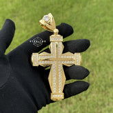 Extra Large Gold Tone Hexagon Cross Pendant