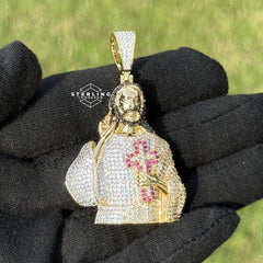 Jesus Iced Out Pendant with Red Cross