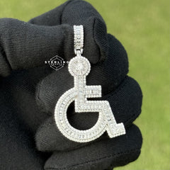 Wheelchair Symbol Pendant - Silver Tone