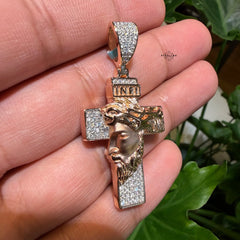 Moissanite Rose Jesus Cross Pendant