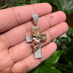 Moissanite Rose Jesus Cross Pendant