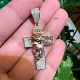 Moissanite Rose Jesus Cross Pendant