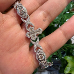 Moissanite Marquis Eye Cross Infinity Bracelet - 8.5"