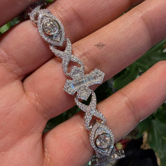 Moissanite Marquis Eye Cross Infinity Bracelet - 8.5"