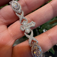 Moissanite Marquis Eye Cross Infinity Bracelet - 8.5"