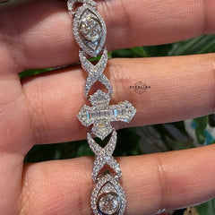 Moissanite Marquis Eye Cross Infinity Bracelet - 8.5"