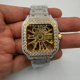 Yellow Skeleton Moissanite Watch