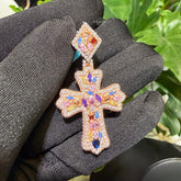 Moissanite Rose Color Cross Pendant