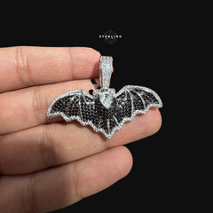 Iced Out Bat Pendant Necklace Black White CZ Gothic Animal Charm Hip Hop Jewelry with Free Chain