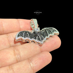 Iced Out Bat Pendant Necklace Black White CZ Gothic Animal Charm Hip Hop Jewelry with Free Chain