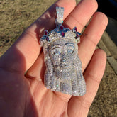 Moissanite Jesus Bust Color Pendant