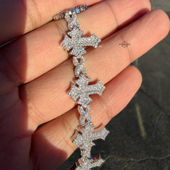 Moissanite Cross Infinity Bracelet - 18mm 8"