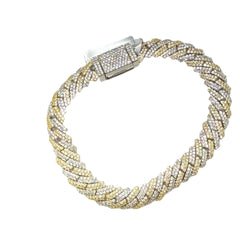 Moissanite Cuban Bracelet - 2 Tone - Gold/Silver - 10mm 8"