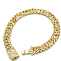 Moissanite Gold Tone Tight-Link Cuban Bracelet - 10mm 8"