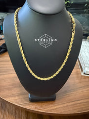 5mm Rope Chain Stainless Steel Gold Tone