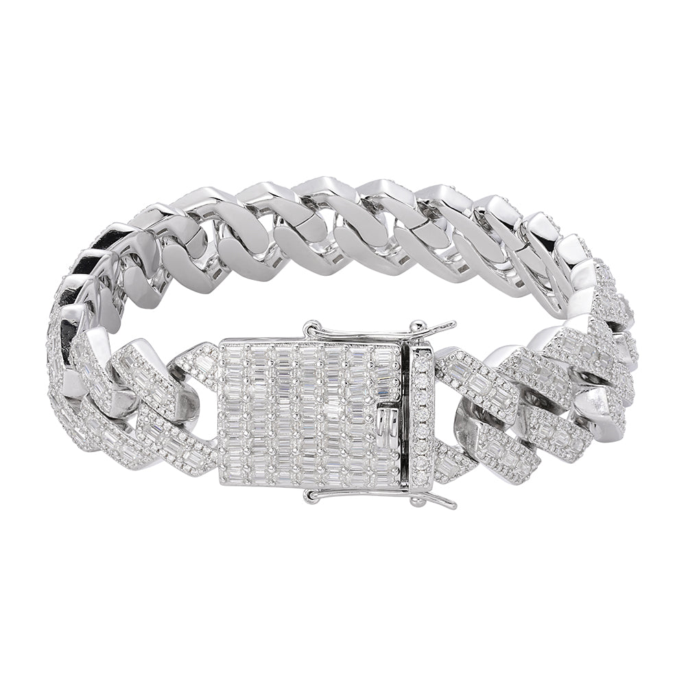 Baguette Moissanite Cuban Bracelet 8"