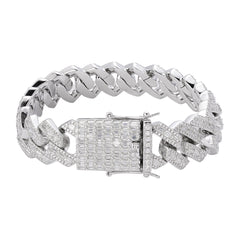 Baguette Moissanite Cuban Bracelet 8"