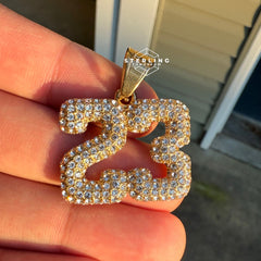 "23" Iced Out Stainless Steel Pendant