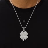 Shamrock 925 Sterling Silver CZ Pendant + Steel Rope Chain