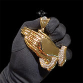 XL Gold Prayer Hands Pendant