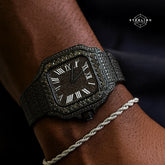 Black 40mm Mens Moissanite Watch - Stainless Steel - Pass Diamond Testers