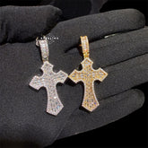 Iced Out Baguette Cross Pendant + Rope Chain