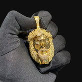 Gold Jesus Pendant Iced Out 14k Gold Plated
