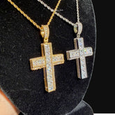 Iced Out Sides Princess Cut Cross Pendant