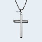 Large Cross Stainless Steel Silver Tone Pendant