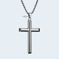 Large Cross Stainless Steel Silver Tone Pendant