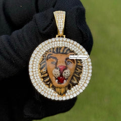Lion Head Pendant β Gold Round Medallion