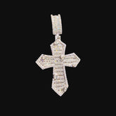 Moissanite Silver Marquis Baguette Cross Pendant