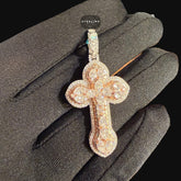 Moissanite Small Pear Cut Rose Gold Cross Pendant