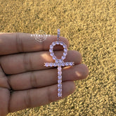 Pink Iced Out Ankh Pendant
