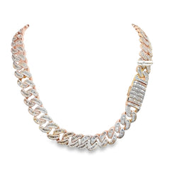 Moissanite Baguette Cuban Chain – Rose Gold – 15mm 22"