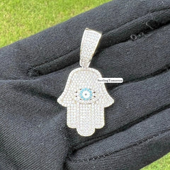 Hamsa Hand Pendant with Blue Evil Eye