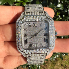 White Bustdown 40mm Moissanite Watch - Stainless Steel