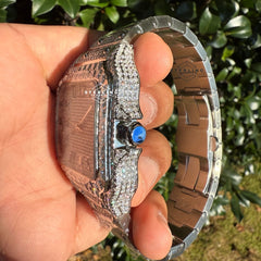 White Bustdown 40mm Moissanite Watch - Stainless Steel