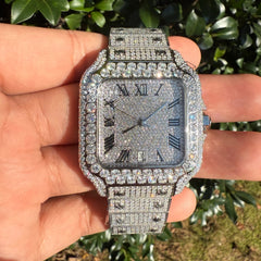 White Bustdown 40mm Moissanite Watch - Stainless Steel