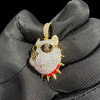 14K Gold Iced Out Bulldog Pendant | CZ Diamond Hip Hop Dog Necklace | Dollar Sign Sunglasses Bling Charm