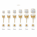 10K Solid Gold Moissanite Stud Earrings, D Color VVS Round Basket Studs, Push Back Earrings, 3mm-8mm, 0.2-4 CTW Gift