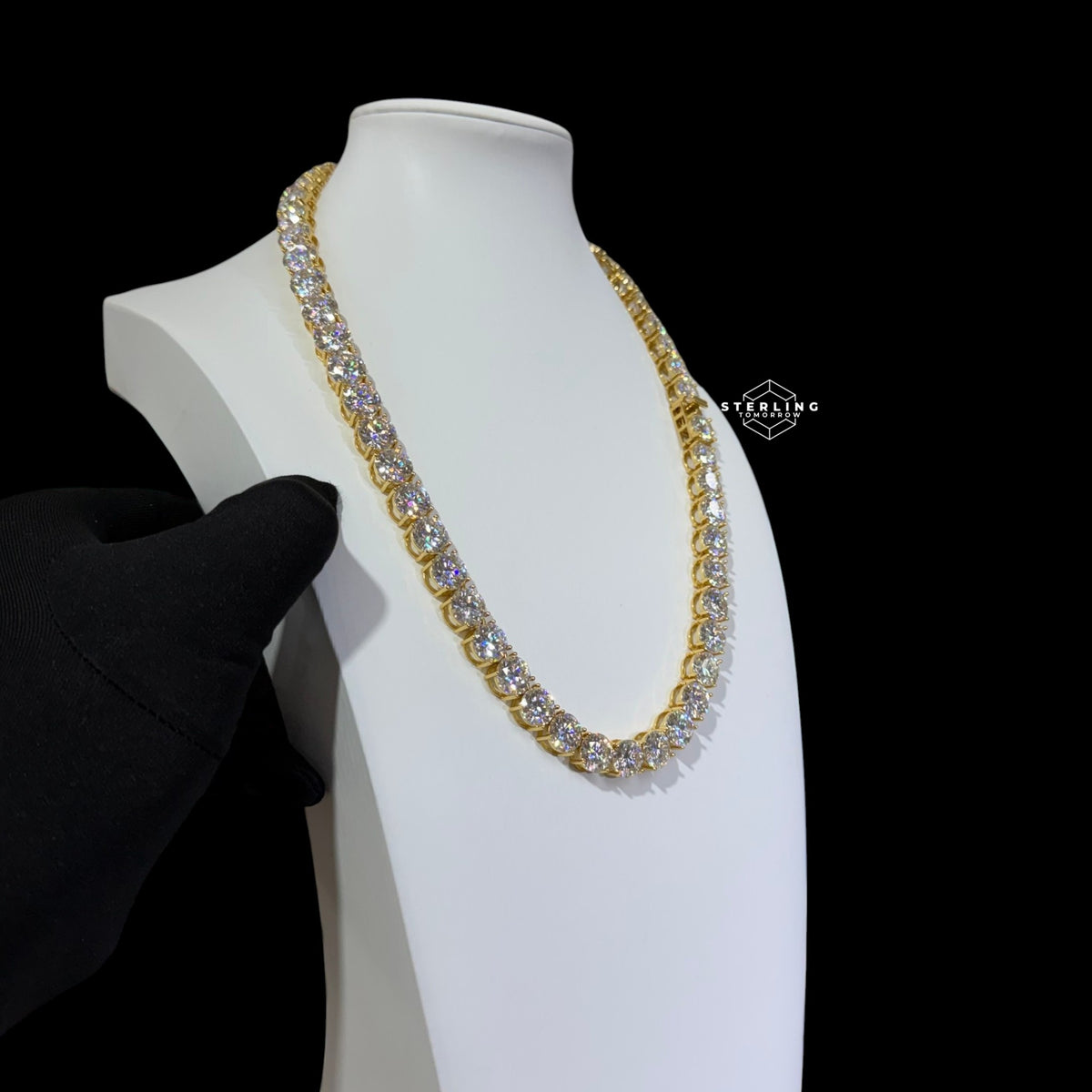 10mm Moissanite Tennis Chain 14k Gold Plated