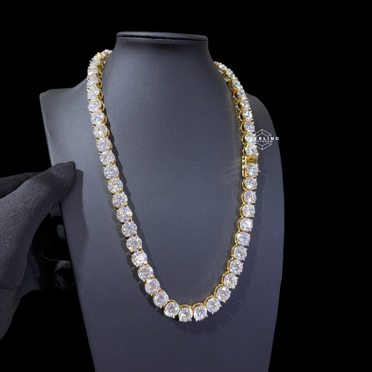 10mm Moissanite Tennis Chain 14k Gold Plated